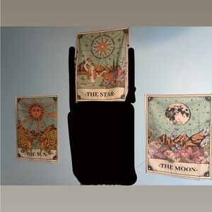 Sun, moon, and stars wall decor tapestry trio